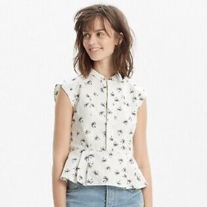 MADEWELL / peplum top in palm tree print blouse size 0